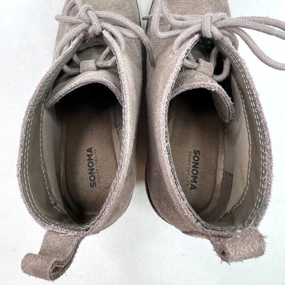 Sonoma Goods For Life Nadine Taupe Suede Wedge Booties 7 - Picture 10 of 10